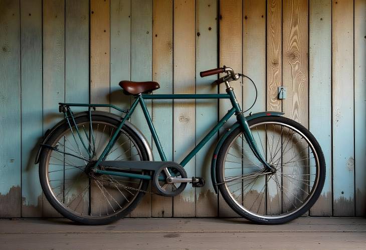 Vintage Bicycle Leaning Against an Aged Wooden Wall